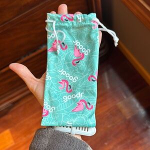 Flamingo Sunglasses Pouch - Teal and Pink